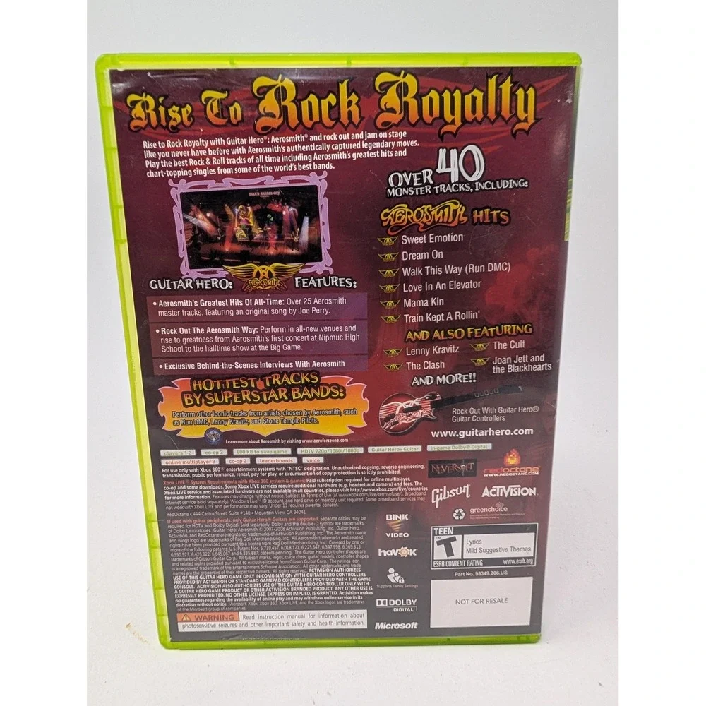 Guitar Hero Aerosmith Microsoft Xbox 360 Game Disc Manual Included CIB T Rated